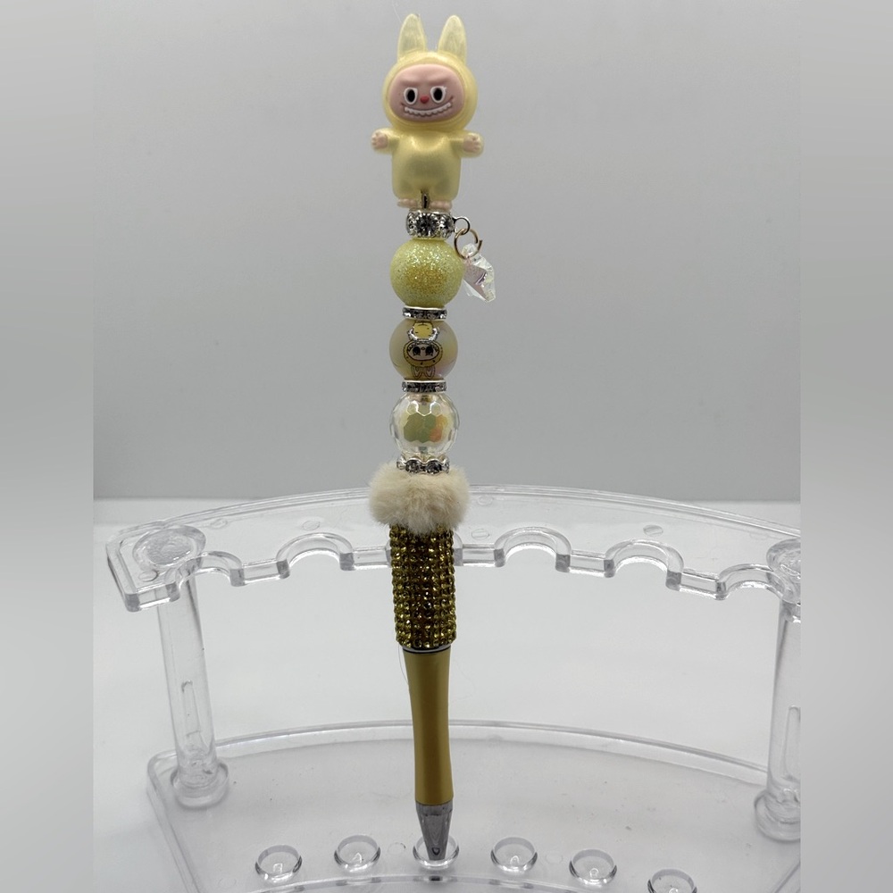Cute Yellow Labubu Beaded Charm Pen